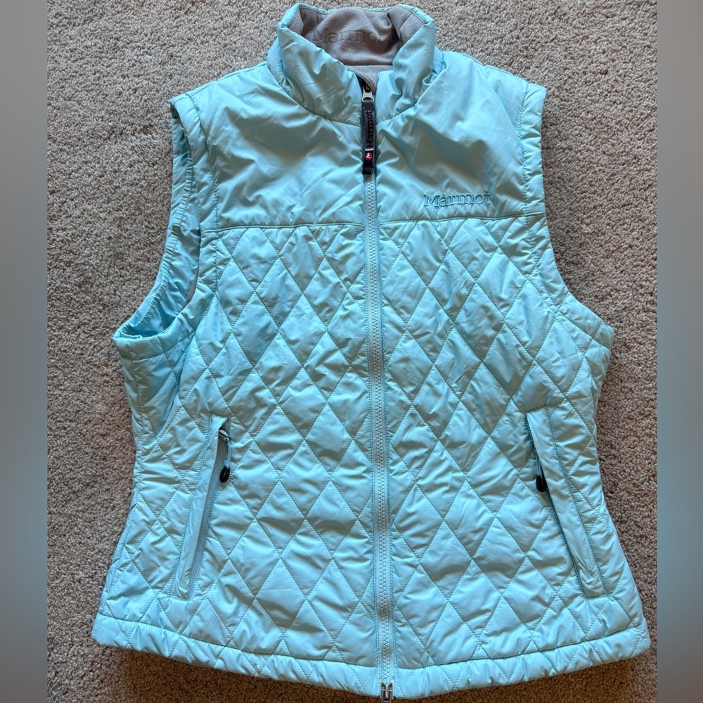 Marmot Women's Kitzbuhel Vest, Ice Blue w Gray Fleece Interior, Medium, EUC - Picture 6 of 7